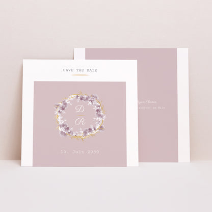 Save the date Karte Hochzeit Quadrat Vintage Chic Rose foto N° 1