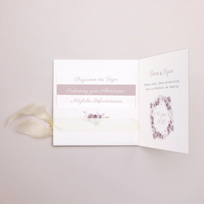 Hochzeitseinladung Quadratische Hülle, 3 Karten, Etikett Vintage Chic Rose foto N° 2