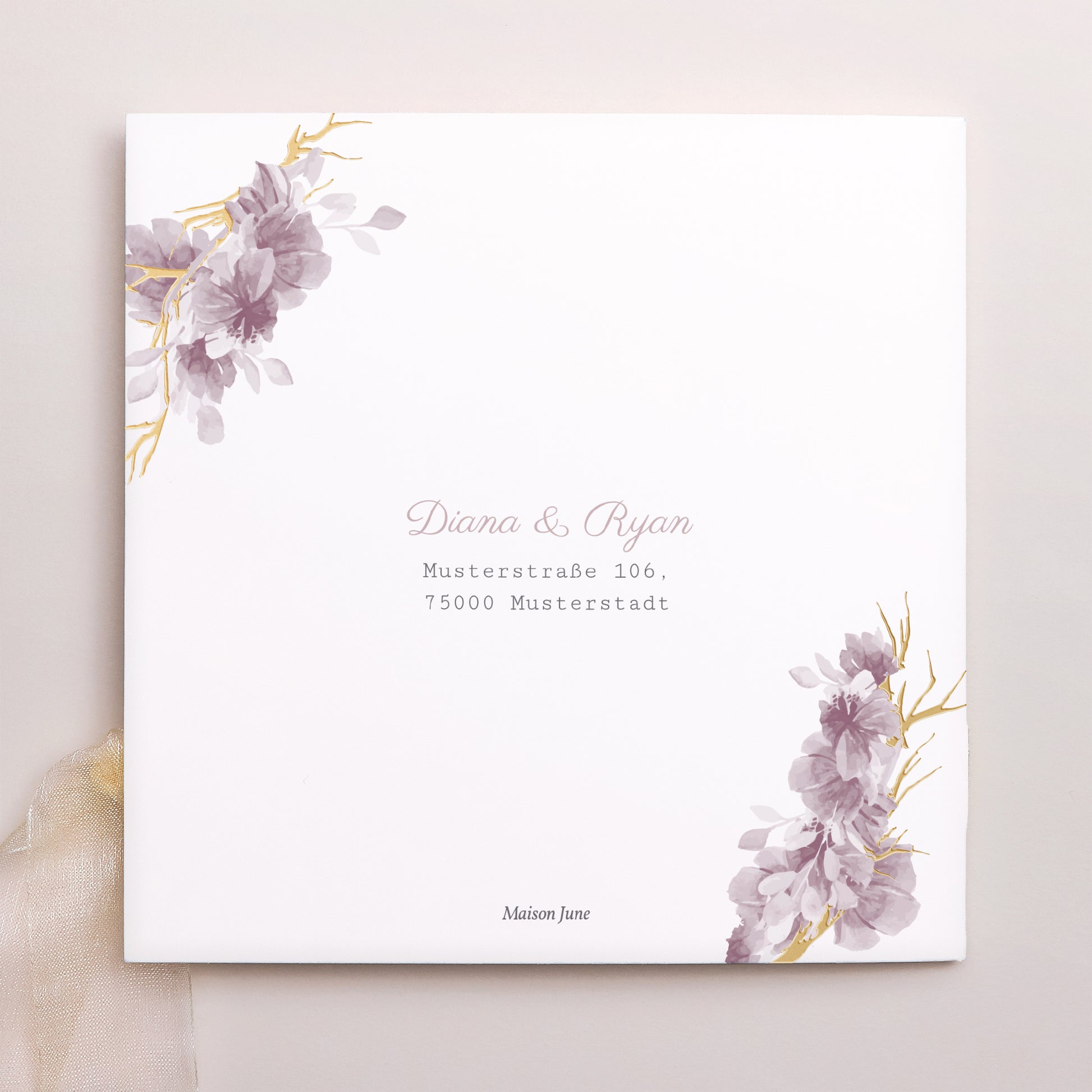 Hochzeitseinladung Quadratische Hülle, 3 Karten, Etikett Vintage Chic Rose foto N° 4