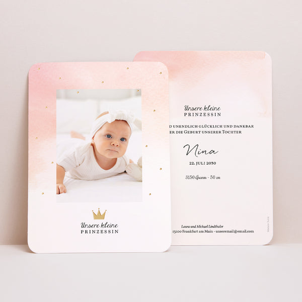 Geburtskarten Porträt, abgerundete Kanten Kleine Prinzessin foto