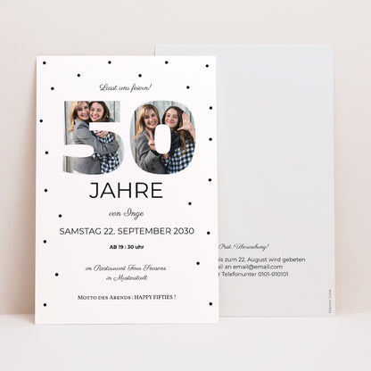 Einladungskarte Geburtstag PortraitPorträt Zahl 50+ foto N° 1