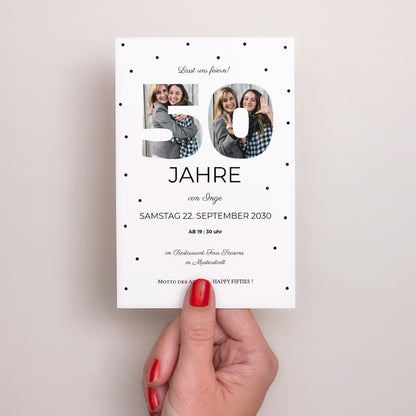 Einladungskarte Geburtstag PortraitPorträt Zahl 50+ foto N° 2
