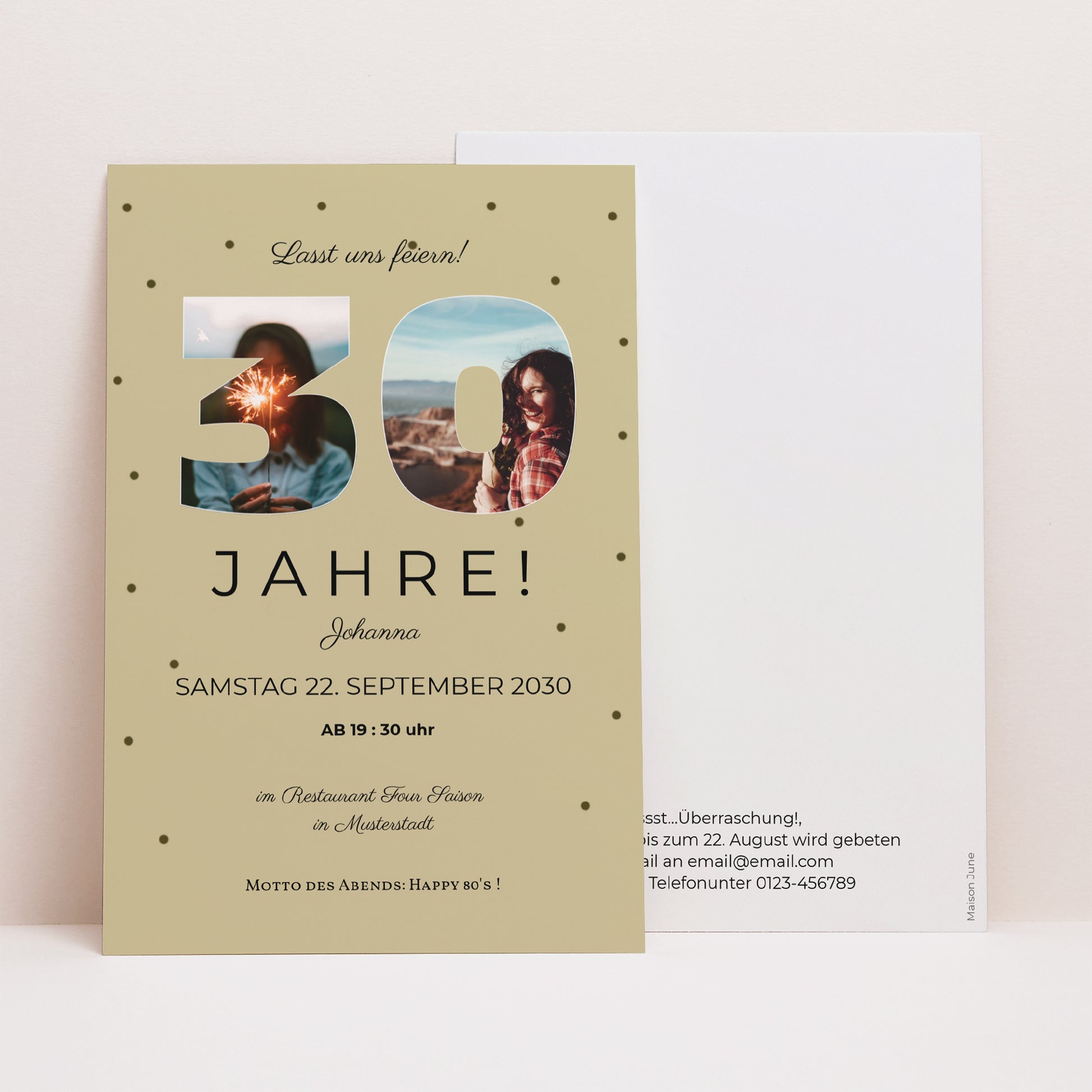 Einladungskarte Geburtstag PortraitPorträt Zahl 30 foto N° 1