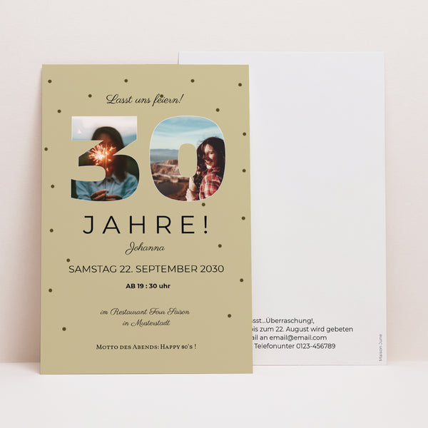 Einladungskarte Geburtstag PortraitPorträt Zahl 30 foto