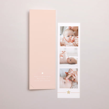 Geburtskarten Fotoautomaten Lesezeichen Rosa Storch foto N° 3