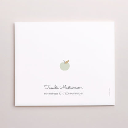 Dankeskarte Geburt Asymmetrische Zweiflügeltür Goldener Apfel foto N° 3