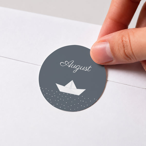 Sticker Taufe Rund Papierschiff foto
