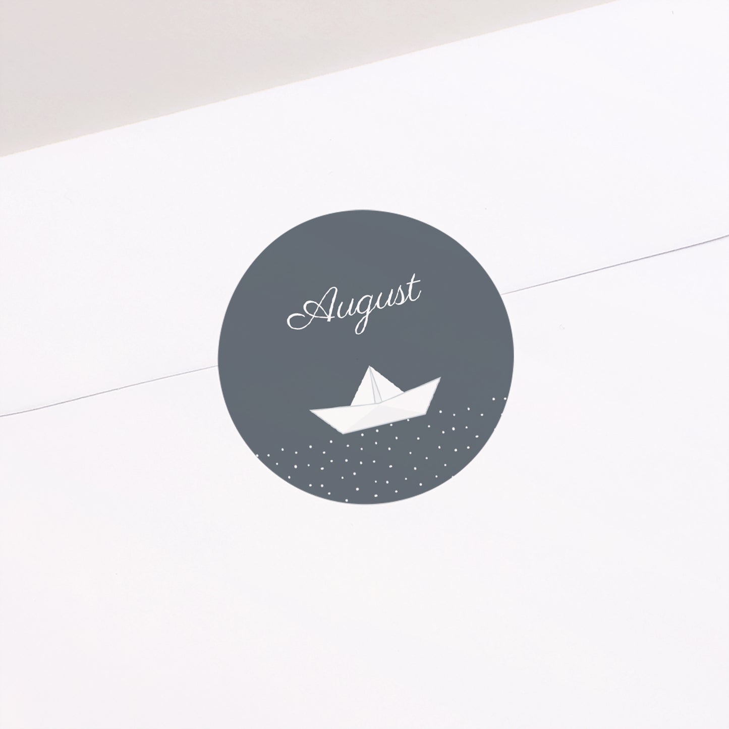 Sticker Taufe Rund Papierschiff foto N° 2