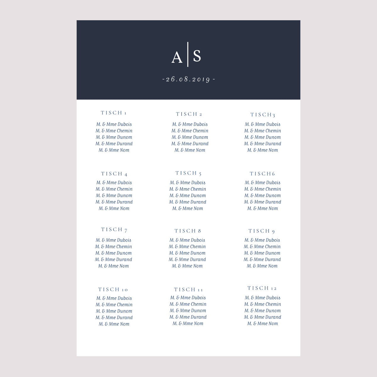 Sitzplan Hochzeit Porträt 60 x 90 cm Minimalistische Nuancen foto N° 2