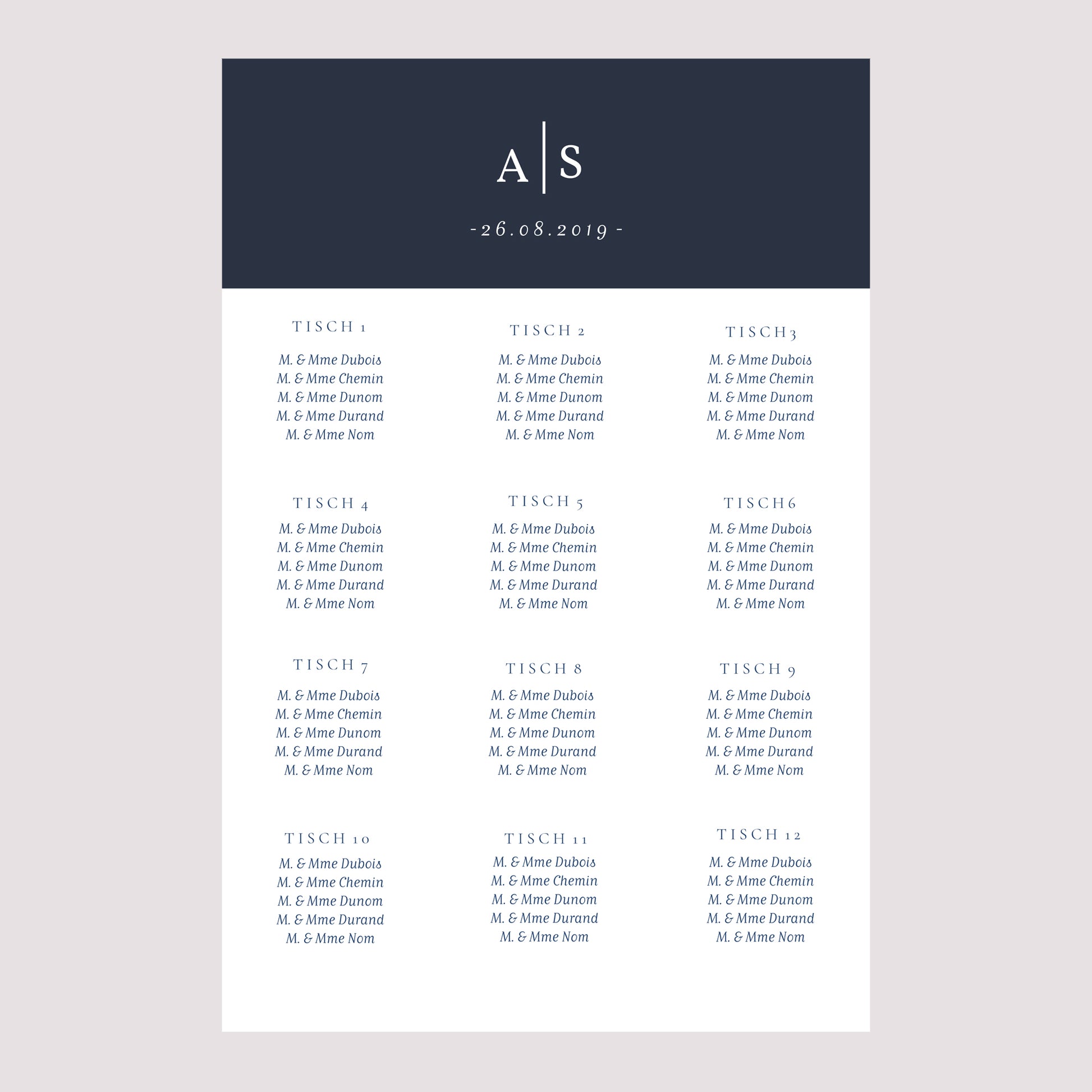 Sitzplan Hochzeit Porträt 60 x 90 cm Minimalistische Nuancen foto N° 2