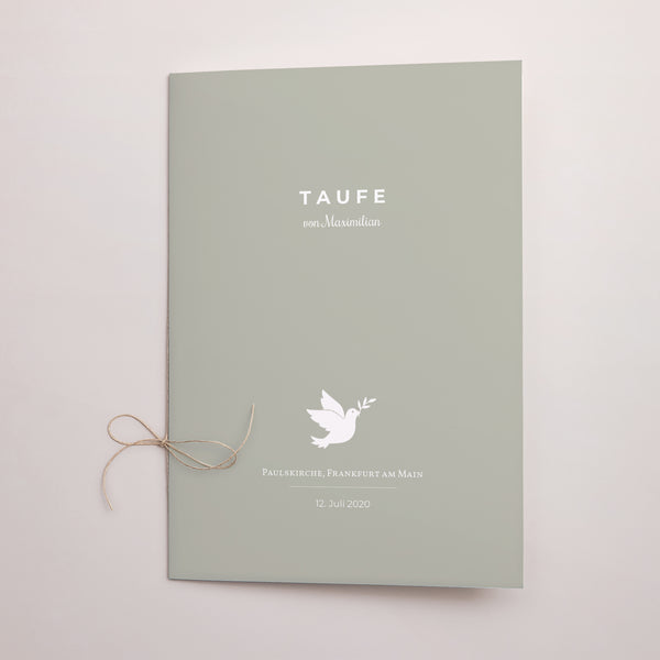 Kirchenheft Taufe Doppelflügel Krone Taube foto