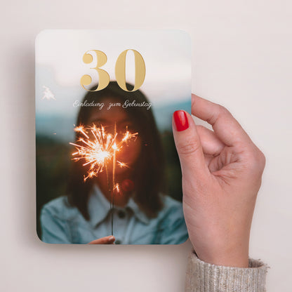 Einladungskarte Geburtstag Porträt, abgerundete Kanten 30 Jahre foto N° 2