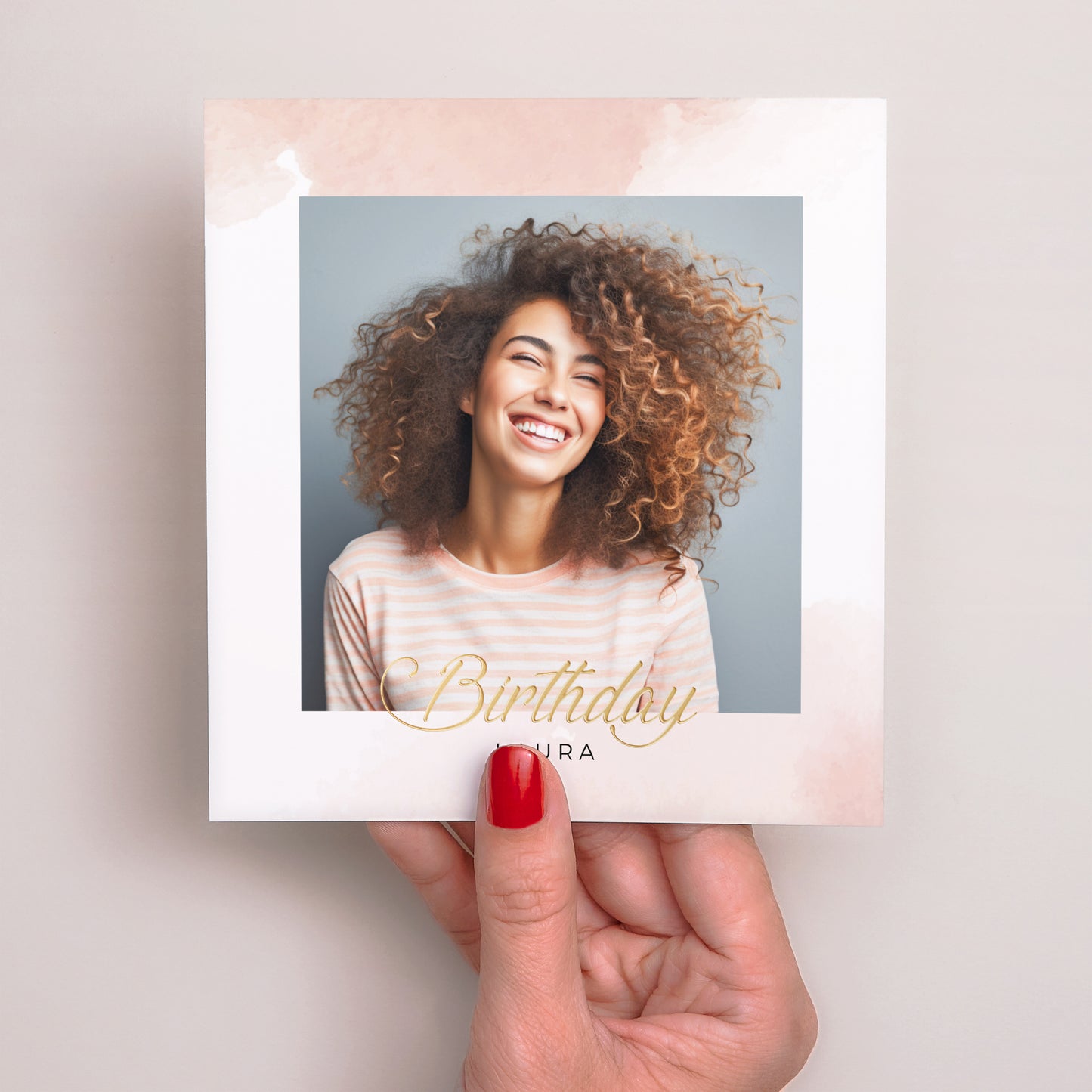 Einladungskarte Geburtstag Quadrat Rosa und Pudergold foto N° 2