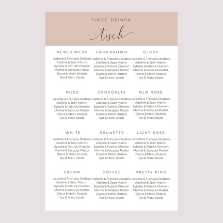 Sitzplan Hochzeit Porträt 60 x 90 cm Nude Chic