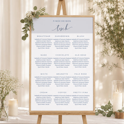 Sitzplan Hochzeit Porträt 60 x 90 cm Nude & Marine Chic foto N° 1