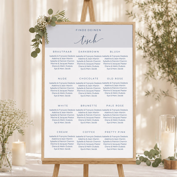Sitzplan Hochzeit Porträt 60 x 90 cm Nude & Marine Chic foto