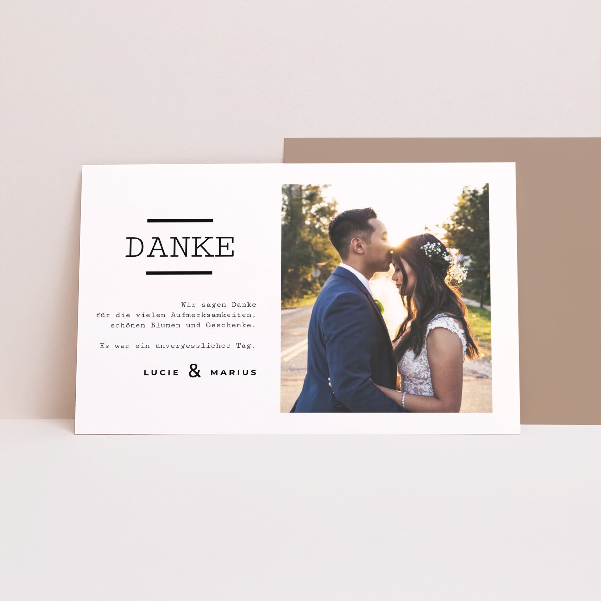 Dankeskarte Hochzeit Landschaft Cappuccino foto N° 1
