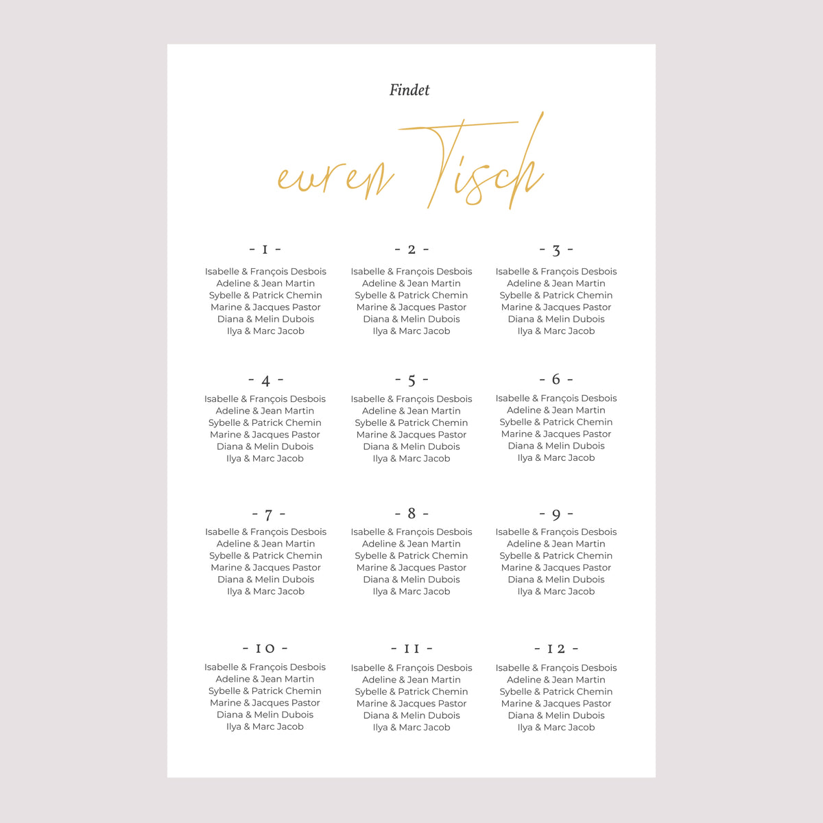 Sitzplan Hochzeit Porträt 60 x 90 cm Wir heiraten foto N° 2