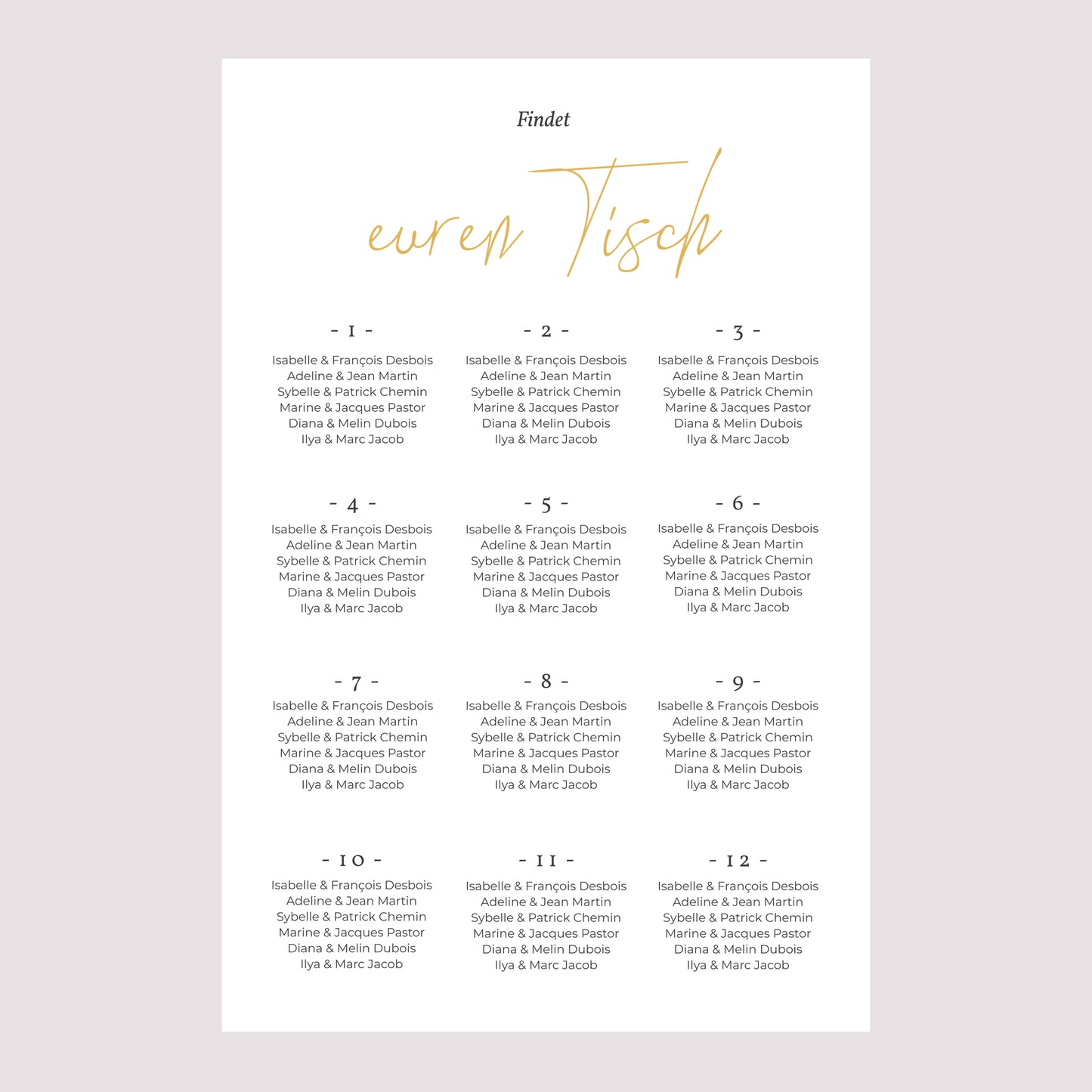 Sitzplan Hochzeit Porträt 60 x 90 cm Wir heiraten foto N° 2