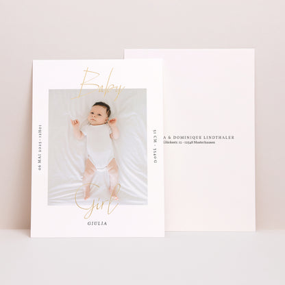 Geburtskarten Baby Girl Gold foto N° 1