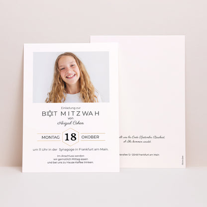 Einladungskarte Bat Mitzvah Nüchternheit foto N° 1
