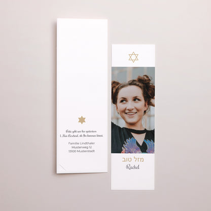 Einladungskarte Bat Mitzvah Fotoautomaten Lesezeichen Erwachen foto N° 3