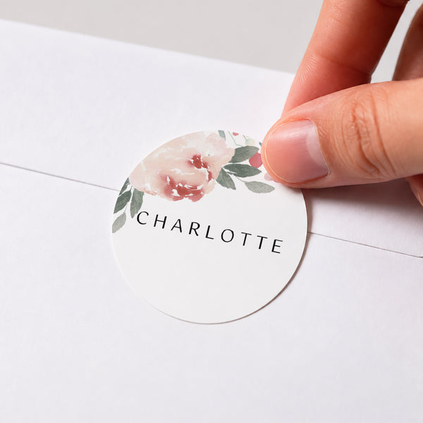Sticker Geburt Rund Aquarell Blume foto