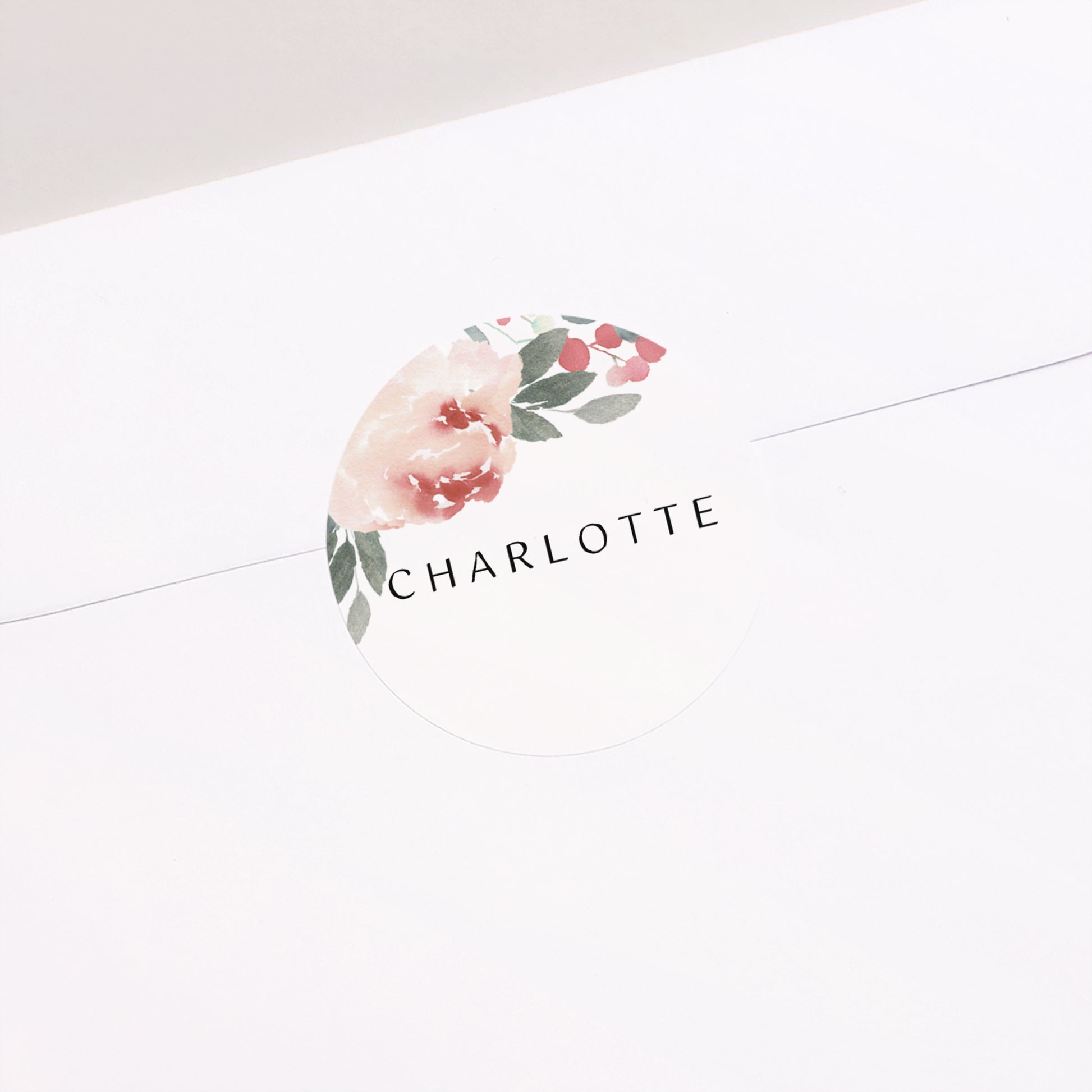 Sticker Geburt Rund Aquarell Blume foto N° 2