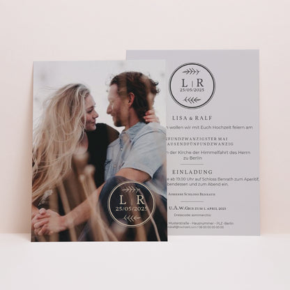 Einladungskarte Hochzeitstag Fotostempel foto N° 1