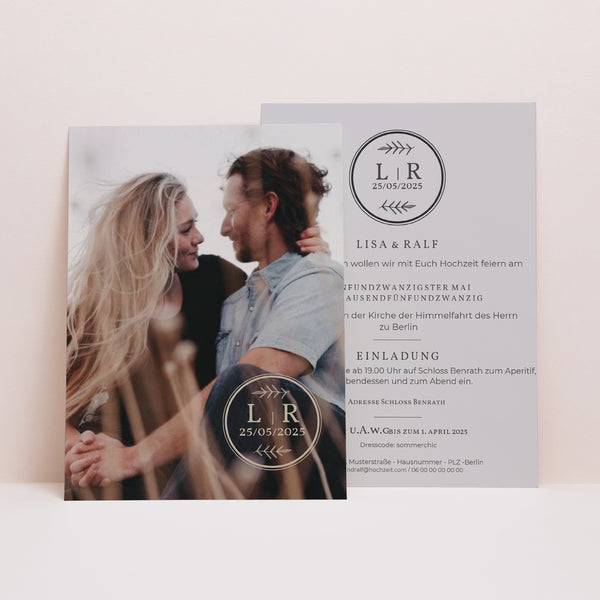 Einladungskarte Hochzeitstag Fotostempel foto