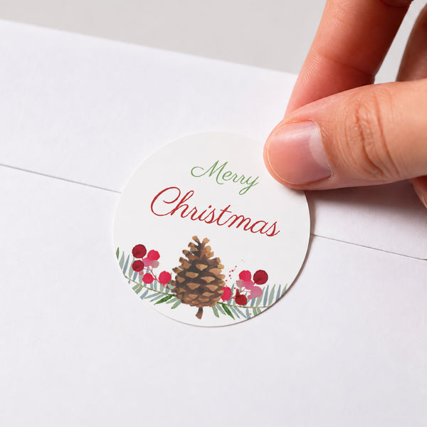 Sticker Weihnachten Rund Zapfen foto