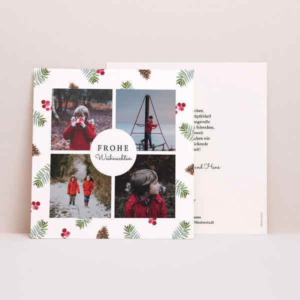 Weihnachtskarte Weihnachten Quadrat Fotos und Wald foto