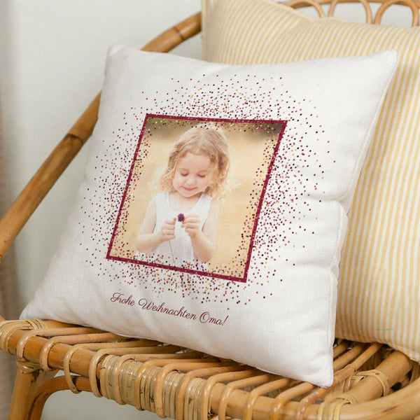 Kissen Weihnachten Natürliche Beige Rahmen & Glitzer foto