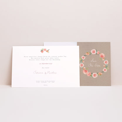 Save the date Karte Hochzeit Landschaft Ländliche Krone foto N° 2