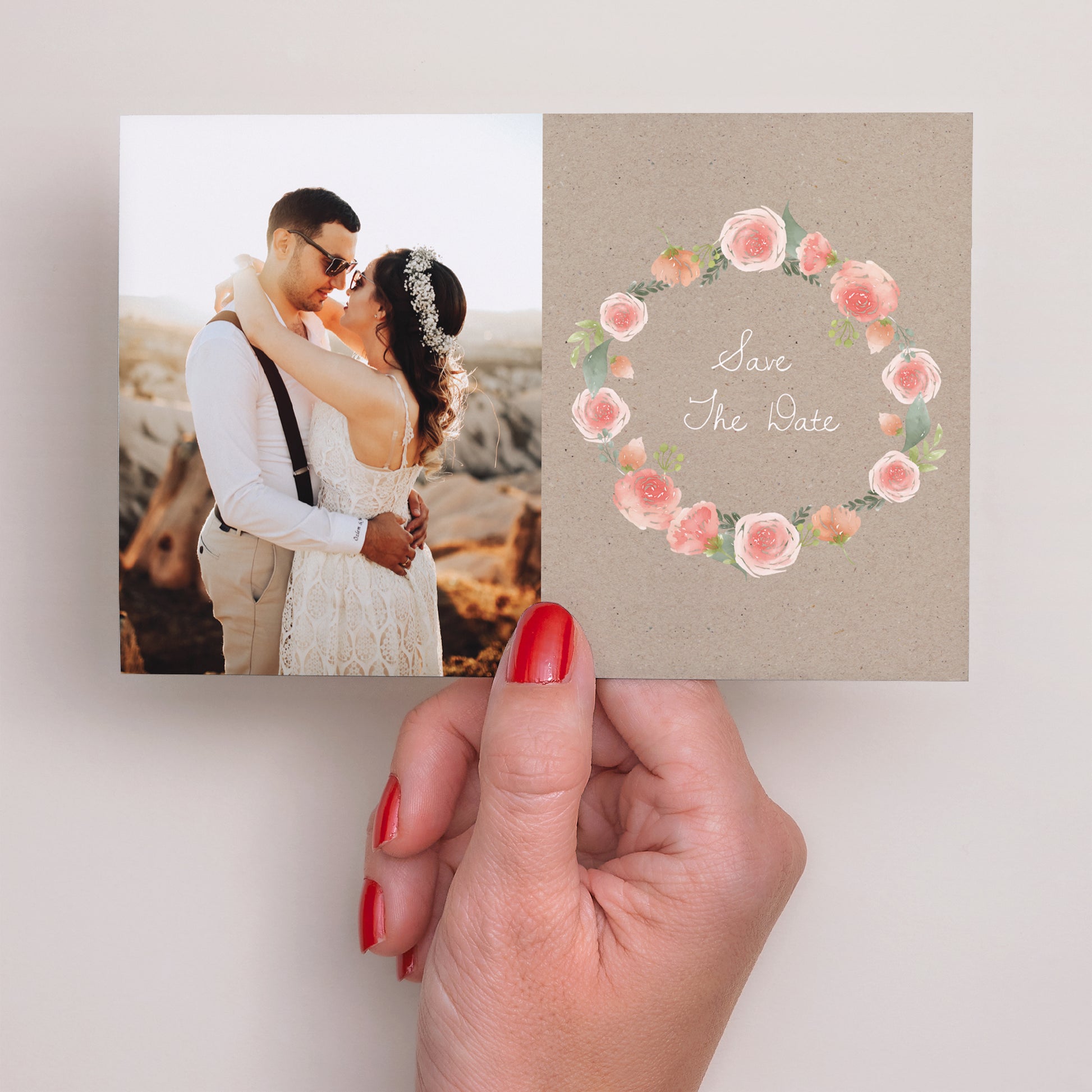 Save the date Karte Hochzeit Landschaft Ländliche Krone foto N° 3