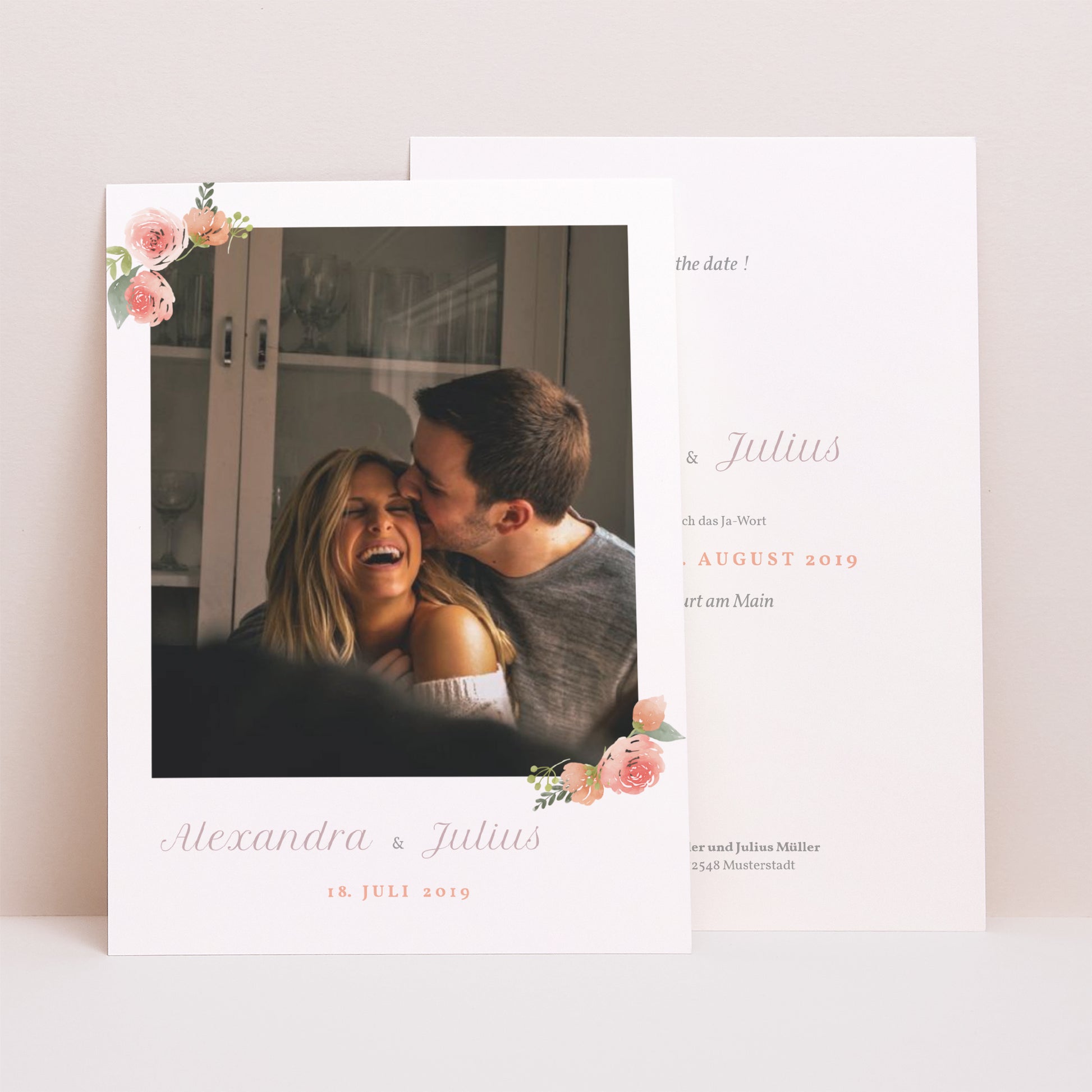 Save the date Karte Hochzeit Porträt Floral Crown foto N° 1