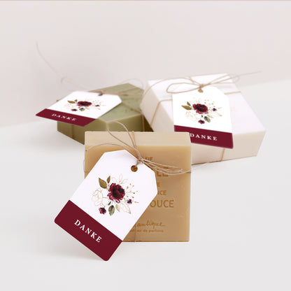 Vorgelochtes Etikett Hochzeit Fähnchen Marsala-Blumen foto N° 2