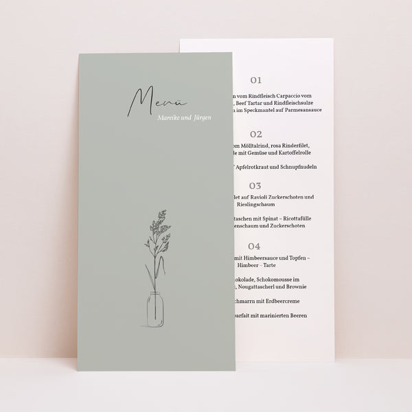 Menükarte Hochzeit Panoramatisches Porträt Brin d'Amour foto