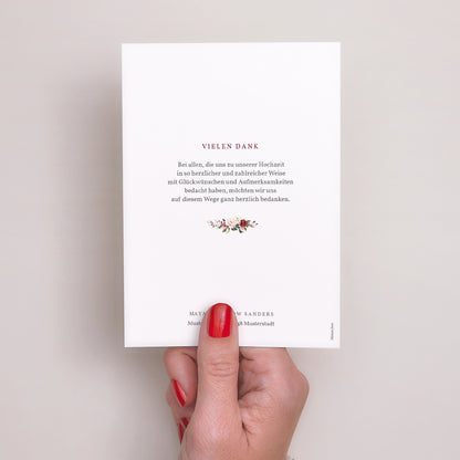 Dankeskarte Hochzeit Porträt Krone Marsala foto N° 3