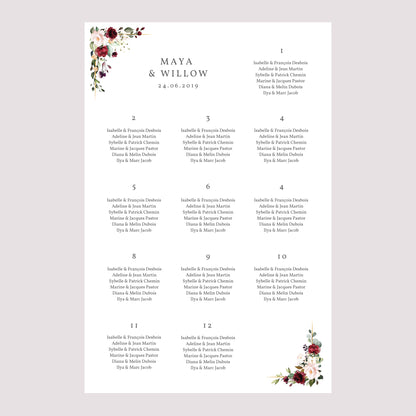 Sitzplan Hochzeit Porträt 60 x 90 cm Krone Marsala foto N° 2