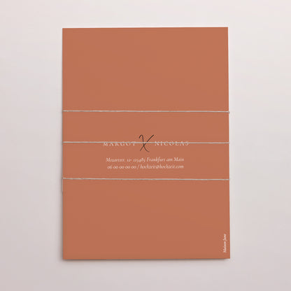 Hochzeitseinladung 3 Karten, Band Zimtfarbene Kalligraphie foto N° 4