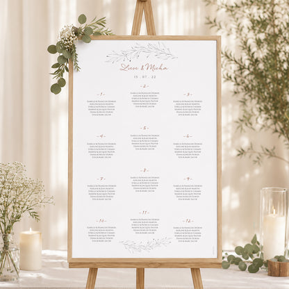 Sitzplan Hochzeit Porträt Zimtfarbene Kalligraphie foto N° 1