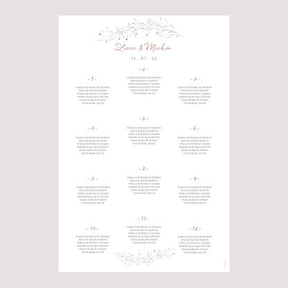 Sitzplan Hochzeit Porträt Zimtfarbene Kalligraphie foto N° 2