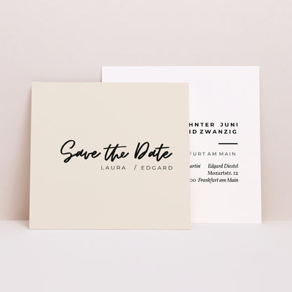 Save the date Karte Hochzeit Quadrat Spachtelmasse und Majestic foto N° 1