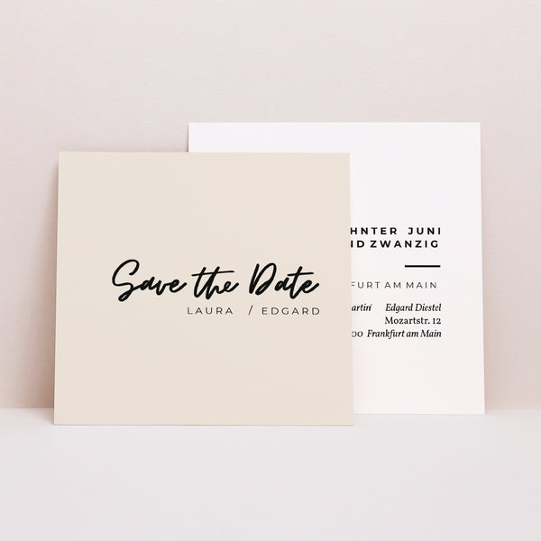 Save the date Karte Hochzeit Quadrat Spachtelmasse und Majestic foto
