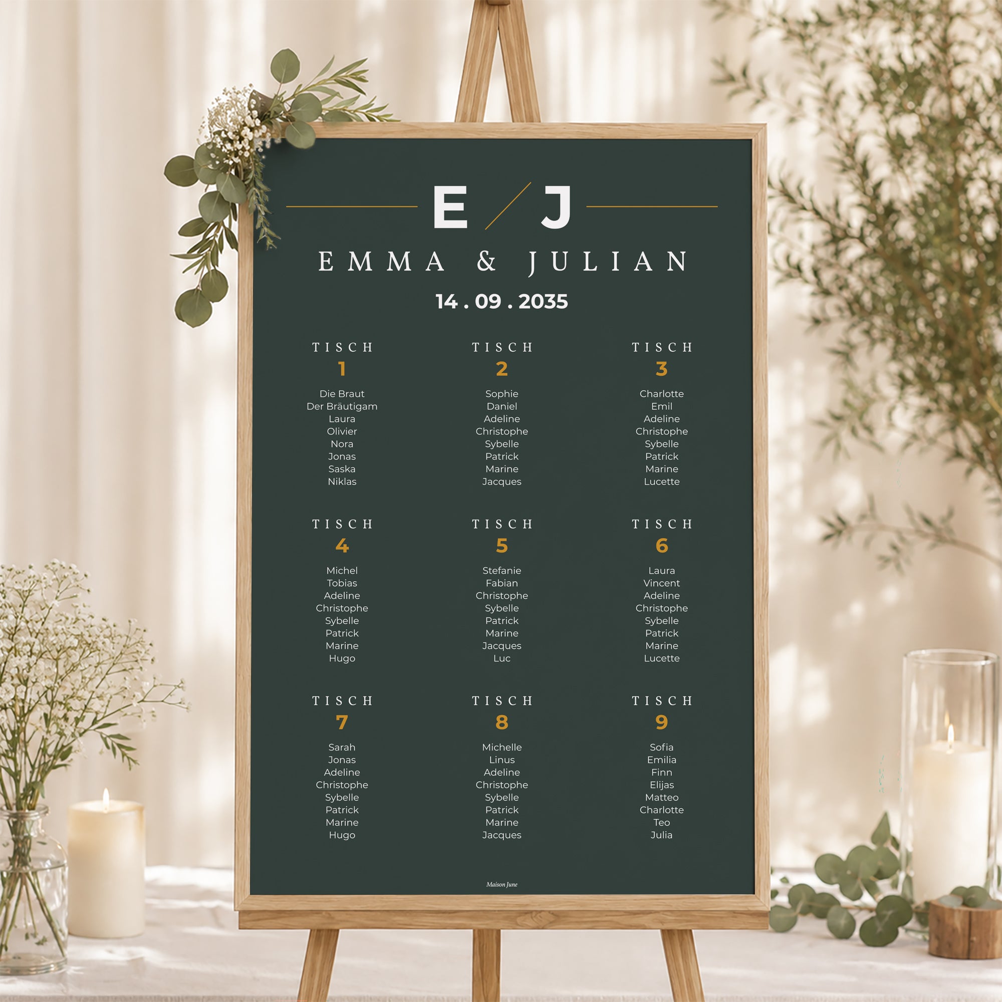 Sitzplan Hochzeit Porträt 60 x 90 cm Grün & Kraft foto N° 1