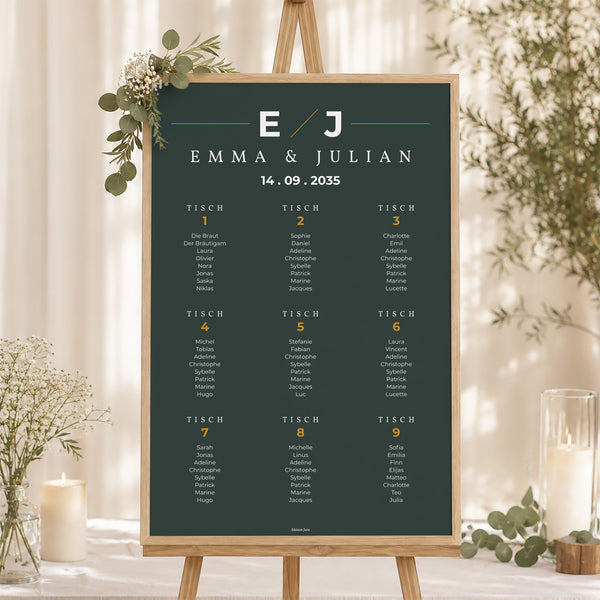Sitzplan Hochzeit Porträt 60 x 90 cm Grün & Kraft foto