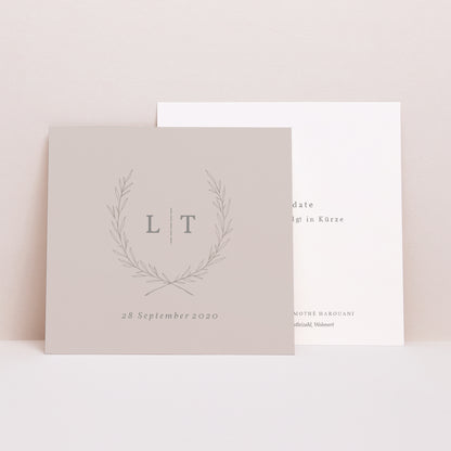 Save the date Karte Hochzeit Quadrat Kinfolk floral foto N° 1