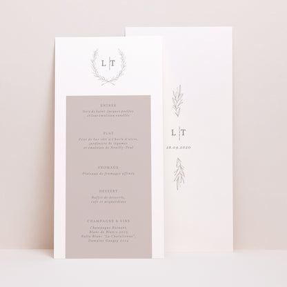 Menükarte Hochzeit Panoramatisches Porträt Kinfolk floral foto N° 1