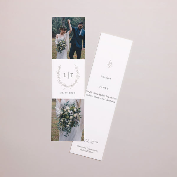 Dankeskarte Hochzeit Lesezeichen Kinfolk floral foto